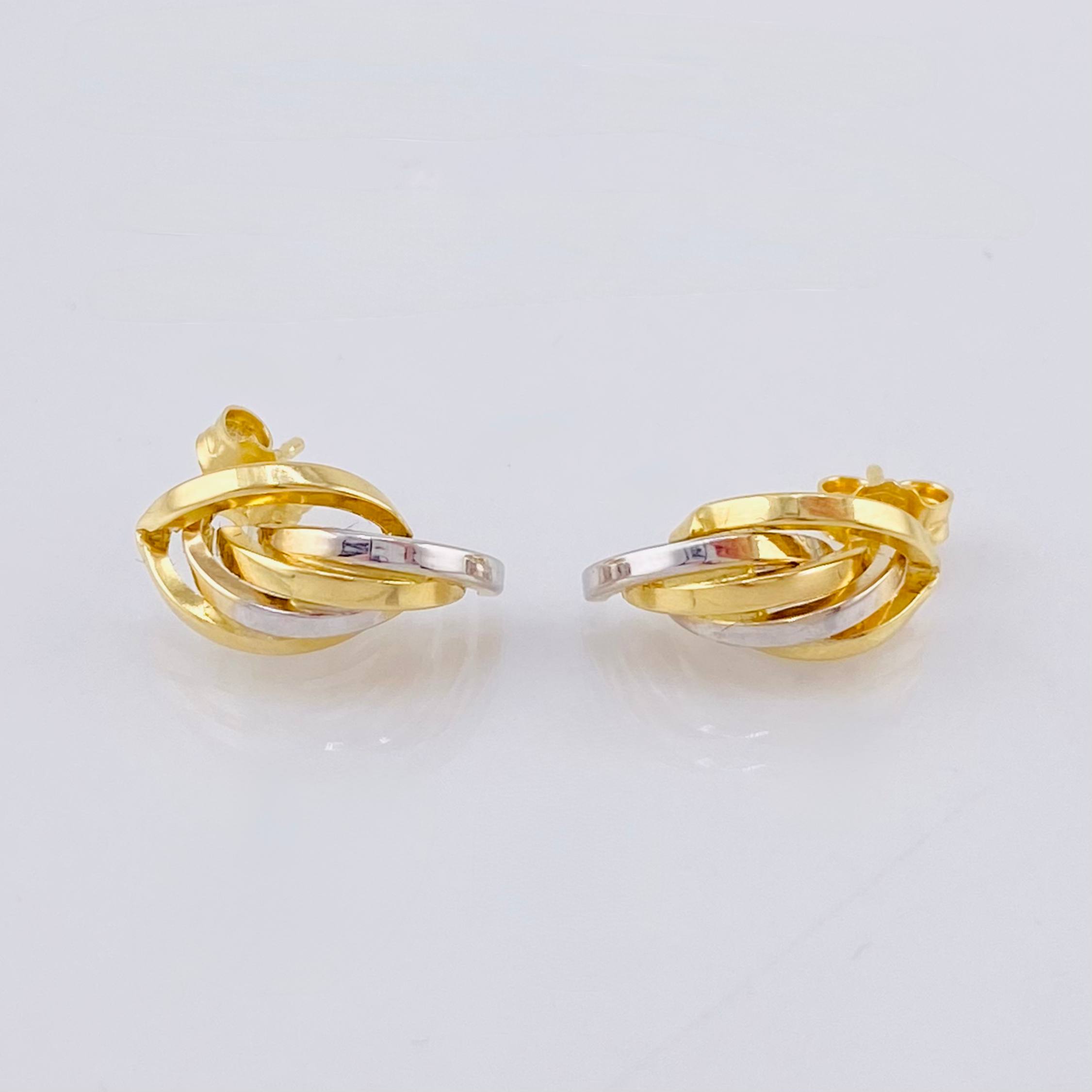 Candongas Alas Curvilineas 1.9gr / 1/2 in / Dos Oros Amarillo Blanco 18K