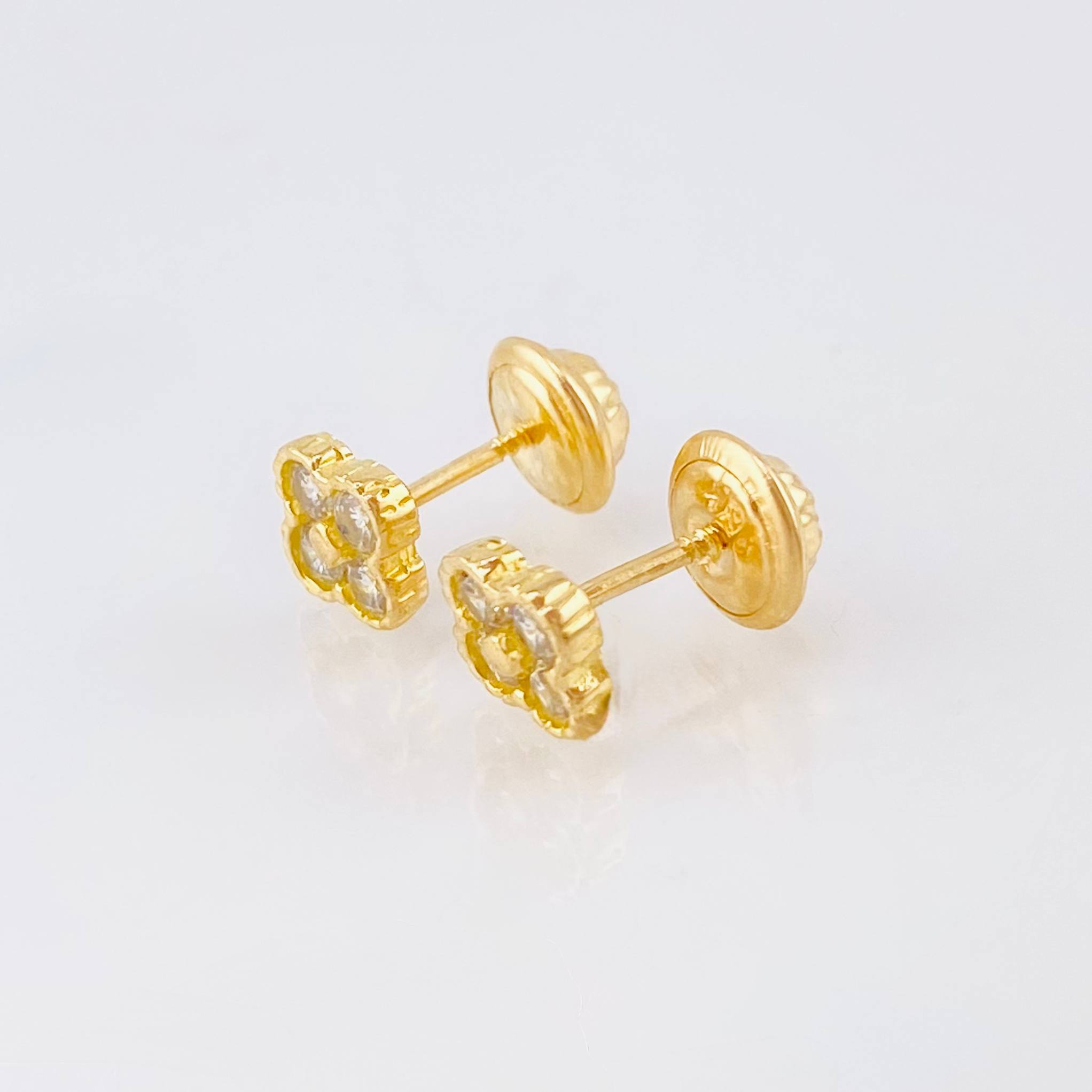 Clover Stud Earrings 0.65 g / in / 3.8 mm Yellow Gold 18K