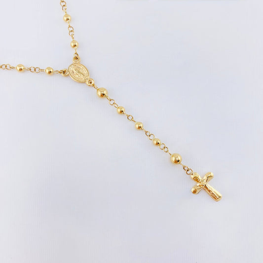 Rosario Virgen Milagrosa Cruz Cristo 5.85gr / 19 3/4 in / 3mm-4mm Oro Amarillo 18K ©