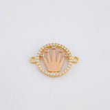 Herraje Circulo Corona 1.5gr / 3/4 in / Dos Oros Amarillo Rosa 18K *