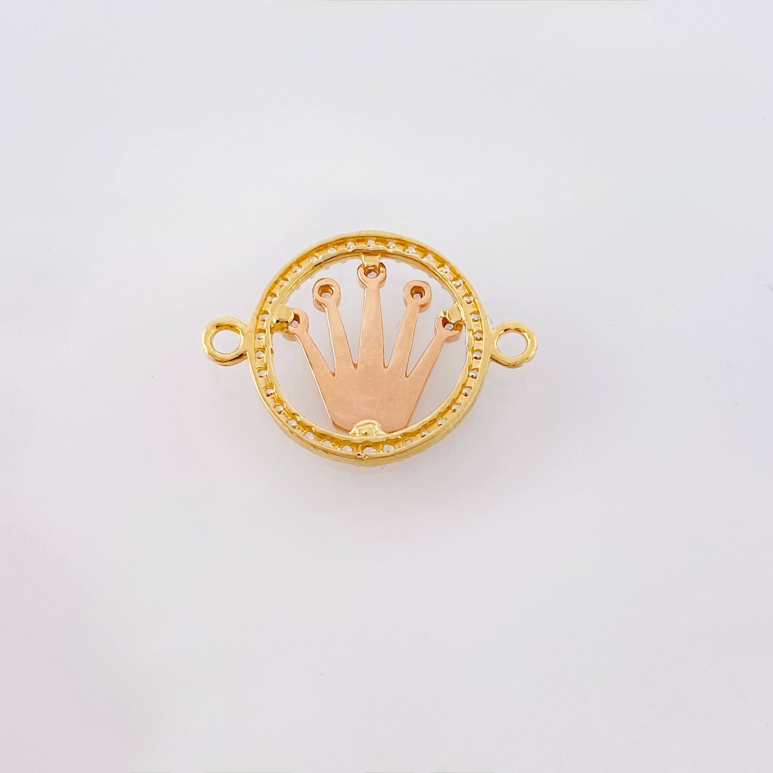 Herraje Circulo Corona 1.5gr / 3/4 in / Dos Oros Amarillo Rosa 18K *