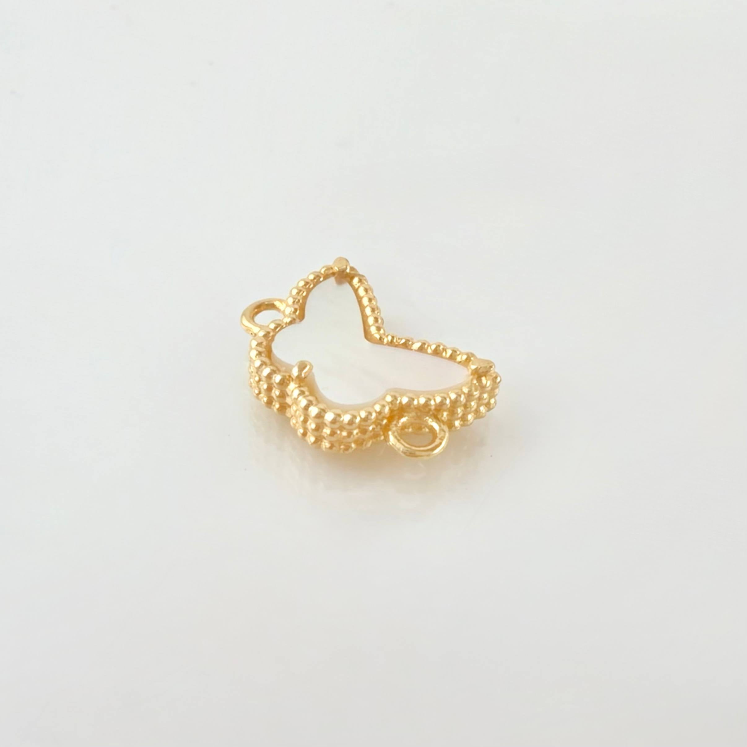 Herraje Mariposa Nacar Blanco 1.5gr / 1/2 in / Oro Amarillo 18K *