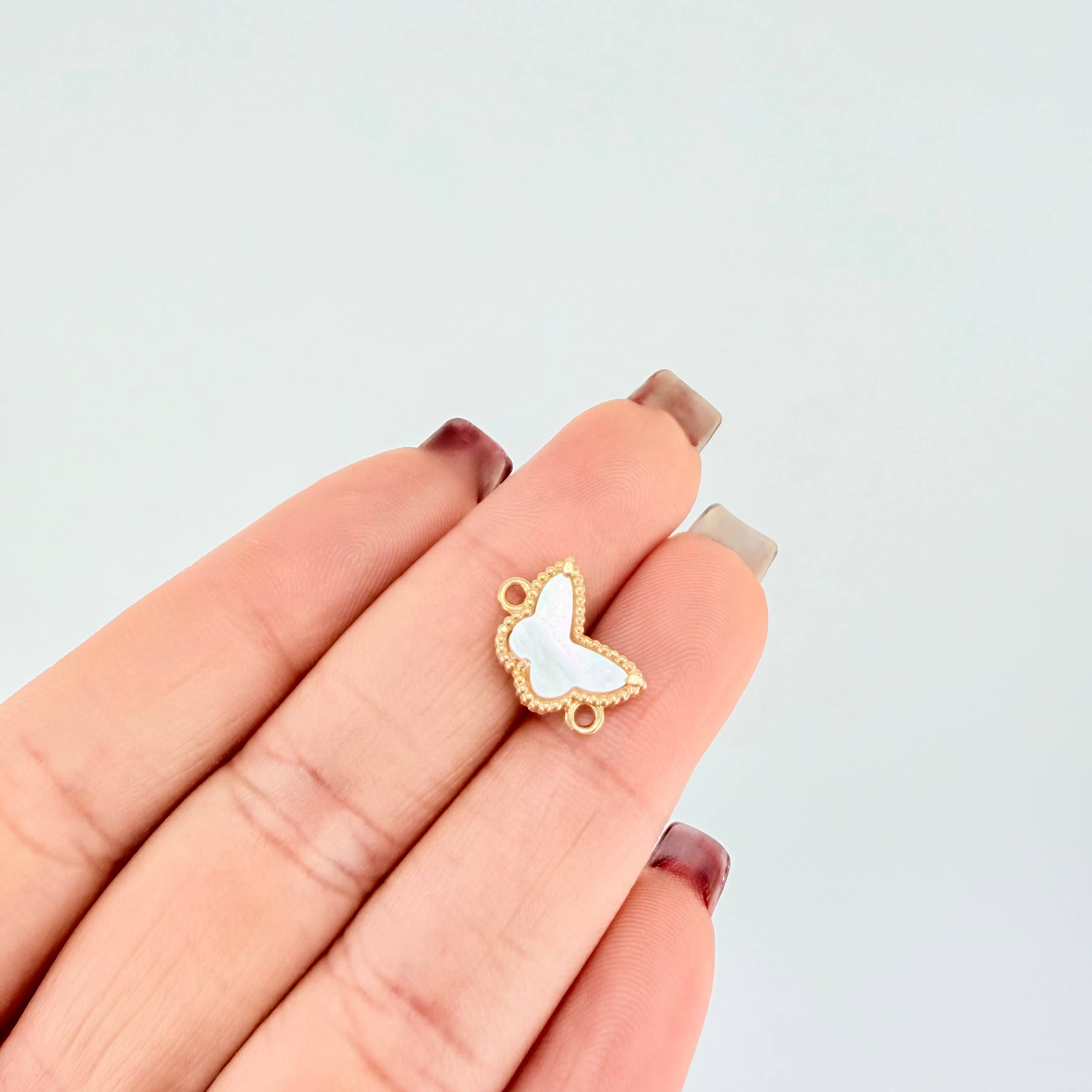 Herraje Mariposa Nacar Blanco 1.5gr / 1/2 in / Oro Amarillo 18K *