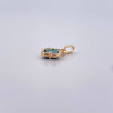 Pendant Clover VCyA 0.95gr / 1.7cm / Green Malachite Yellow Gold 18K &