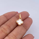 Pendant Clover VCyA 1.05gr / 1.7cm / White Pearl Yellow Gold 18K &