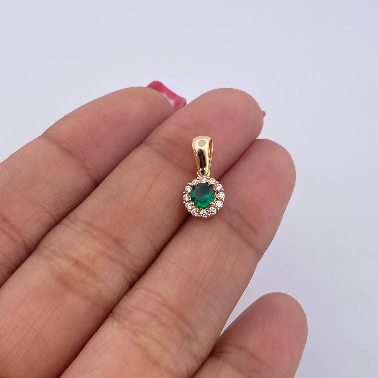 Dije Halo 0.85gr / 1.4cm /Circones Blancos Verde Oro Amarillo 18K $