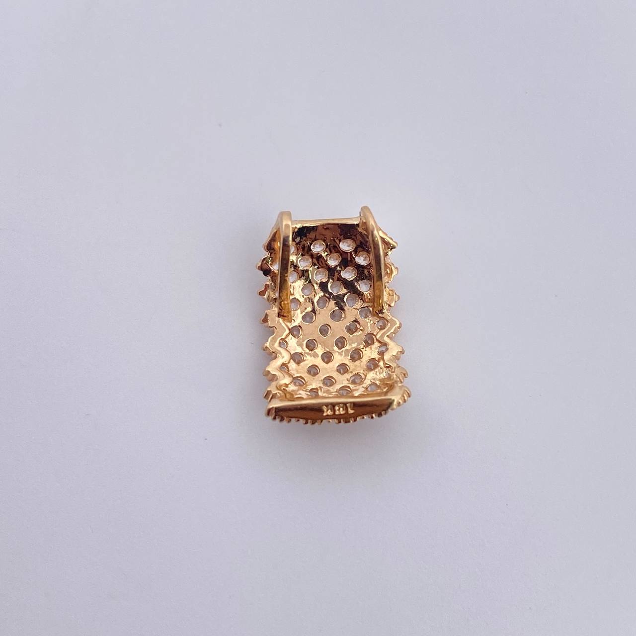 Pendant Thick 1.3gr / 1.4cm / White Zircons 18K Yellow Gold $