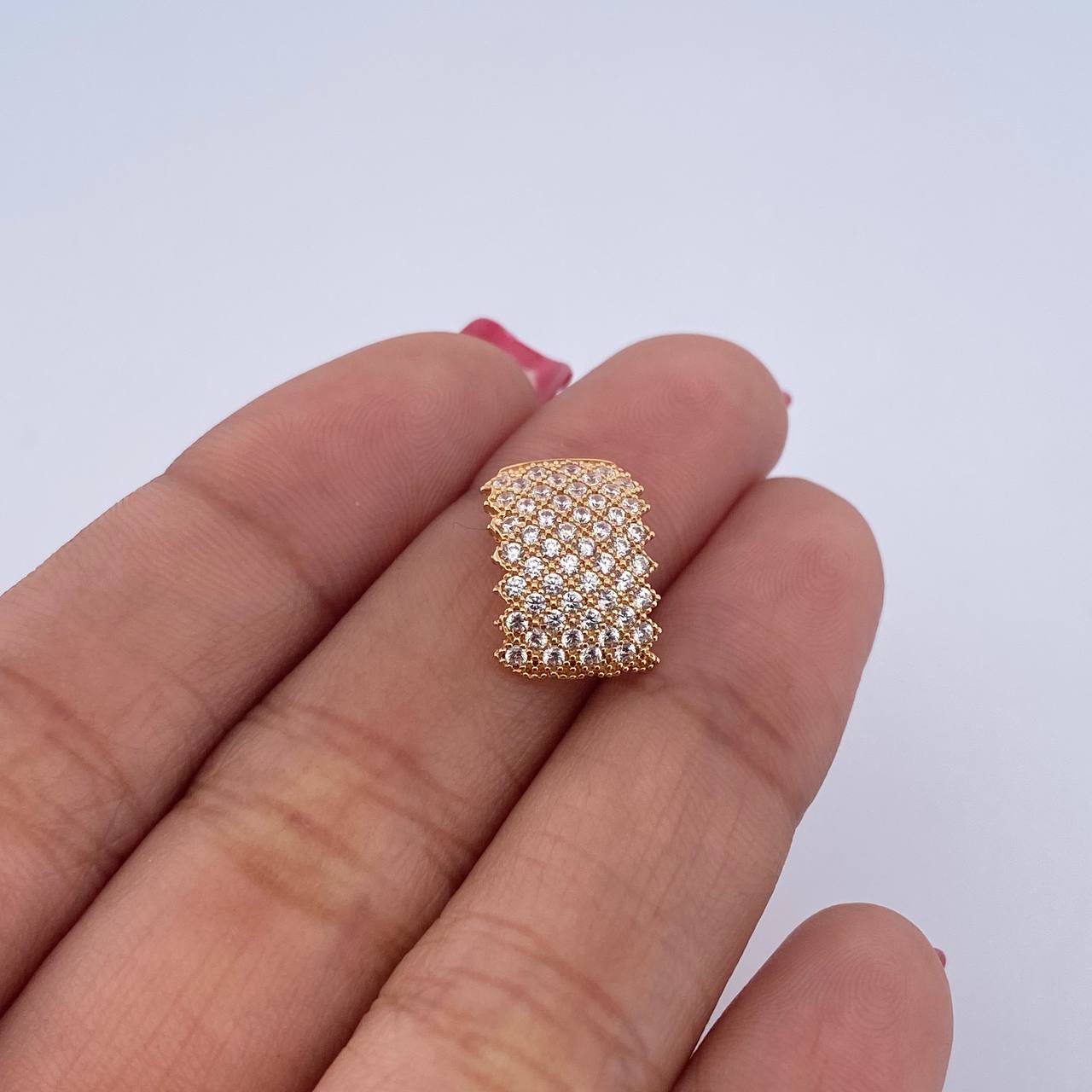 Pendant Thick 1.3gr / 1.4cm / White Zircons 18K Yellow Gold $