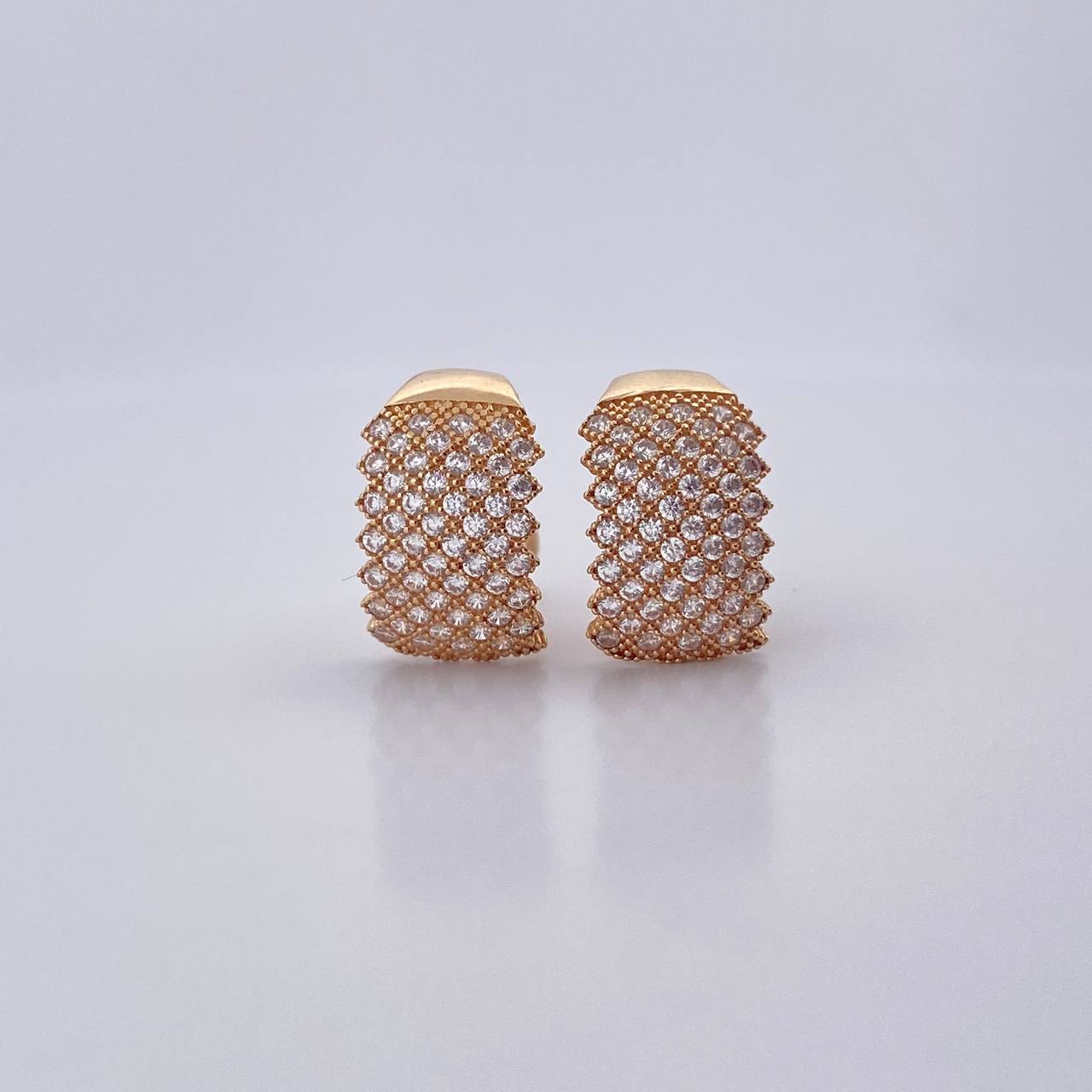 Stud Earrings Dense 4.3gr / White Zircons 18K Yellow Gold $