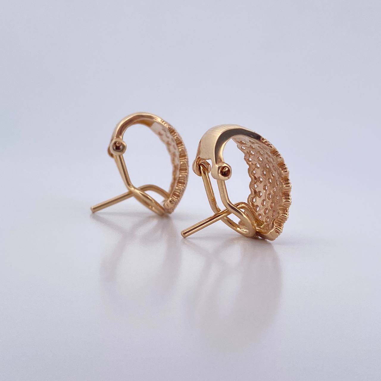 Stud Earrings Dense 4.3gr / White Zircons 18K Yellow Gold $
