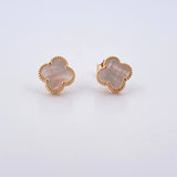 Stud Earrings Clover VCyA 2.35gr / White Pearl Yellow Gold Special Pearl 18K &