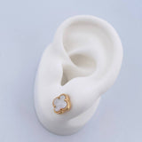 Stud Earrings Clover VCyA 2.35gr / White Pearl Yellow Gold Special Pearl 18K &
