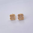 Stud Earrings Clover 2.1gr / White Zircons 18K Yellow Gold &