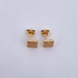 Stud Earrings Clover 2.1gr / White Zircons 18K Yellow Gold &