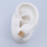 Stud Earrings Clover 2.1gr / White Zircons 18K Yellow Gold &