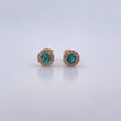 Stud Earrings Halo 2.05gr / Blue White Zircons 18K Yellow Gold $