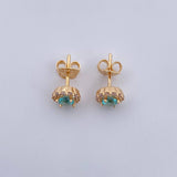 Stud Earrings Halo 2.05gr / Blue White Zircons 18K Yellow Gold $