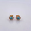 Stud Earrings Halo 2.15gr / White Blue Zircons 18K Yellow Gold &