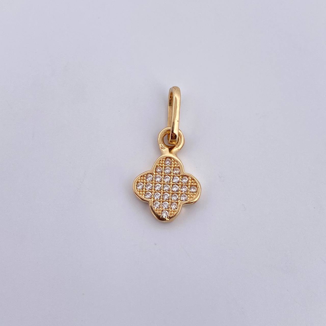 Pendant 1gr / 1.7cm / White Zircons 18K Yellow Gold &