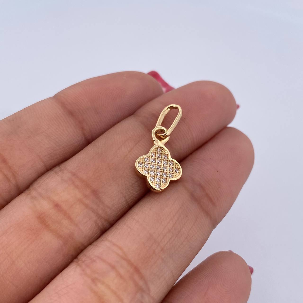 Pendant 1gr / 1.7cm / White Zircons 18K Yellow Gold &