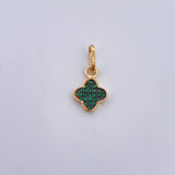 Dije Trebol 1gr / 1.7cm / Circones Verdes Dos Oros Negro Amarillo 18K &