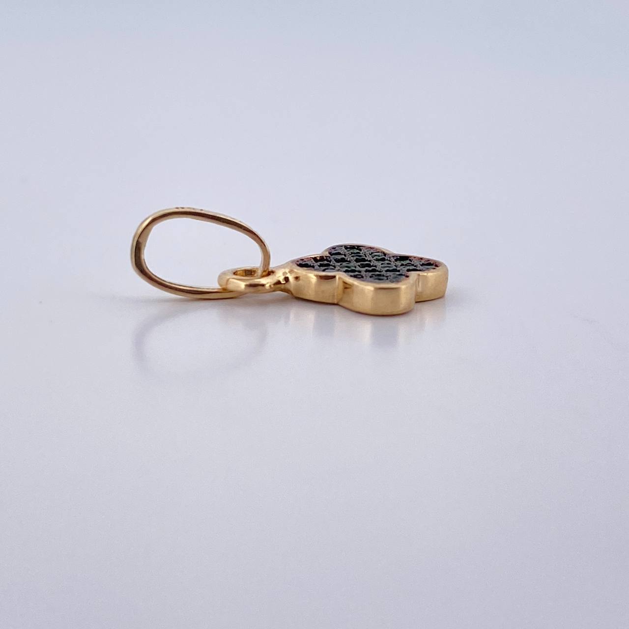 Dije Trebol 1gr / 1.7cm / Circones Verdes Dos Oros Negro Amarillo 18K &