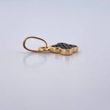 Dije Trebol 1gr / 1.7cm / Circones Verdes Dos Oros Negro Amarillo 18K &
