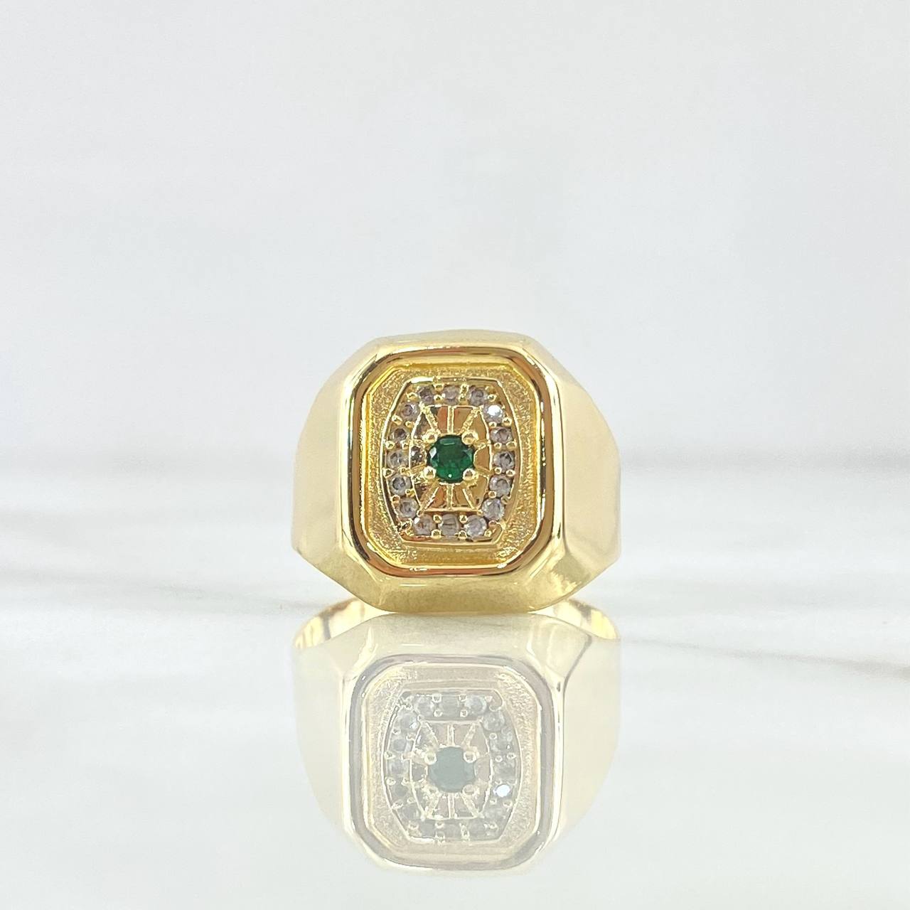 Anillo Sello Cuadro Floreado 3.85gr / T10 / Oro Amarillo 18K