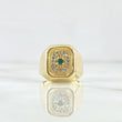 Anillo Sello Cuadrado Floreado 3.9gr / T8 / Oro Amarillo 18K