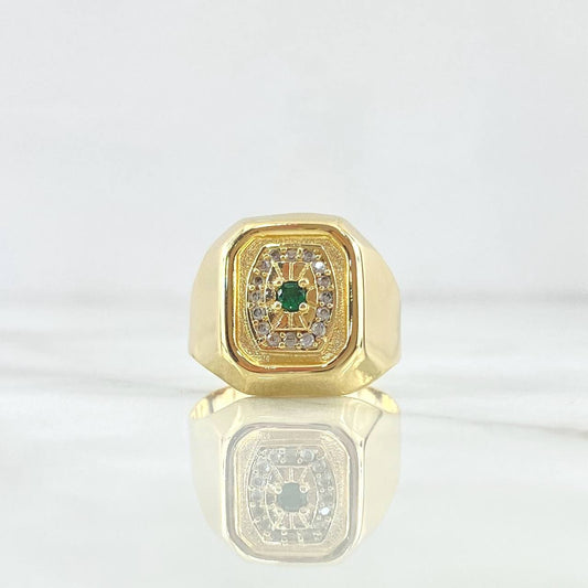 Anillo Sello Cuadrado Floreado 3.9gr / T8 / Oro Amarillo 18K