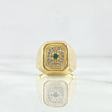 Anillo Sello Cuadrado Floreado 3.9gr / T8 / Oro Amarillo 18K