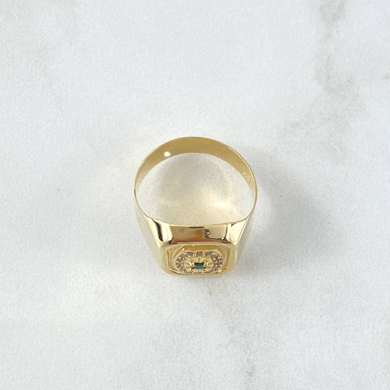 Anillo Sello Cuadro Floreado 4gr / T11 3/4 / Oro Amarillo 18K