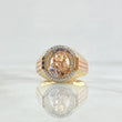Jesus Face Ring 7.8gr / T10 1/2 / White Zircons Three 18K Golds