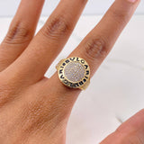 Ring Circle BV 5.6gr / Size 7 / White Zircons 18K Yellow Gold &