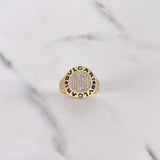 Ring Circle BV 5.6gr / Size 7 / White Zircons 18K Yellow Gold &