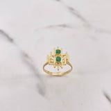 Vertical Lines Ring 3.25gr / T7 1/2 / Green Zircons 18K Yellow Gold &
