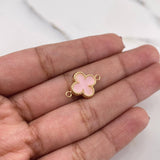 Charm Clover 0.8gr / 1.7cm / Electrostatic Pink Yellow Gold 18K &