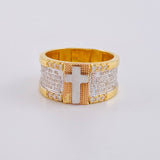 Anillo Cruz Padre Nuestro 7.15g / T5 3/4 Tres Oros 18K