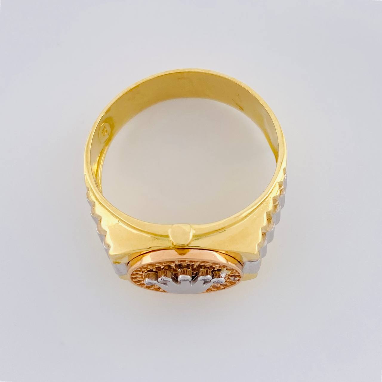 Ring Band Crown 8.35g / Size 11 3/4 Three Golds 18K