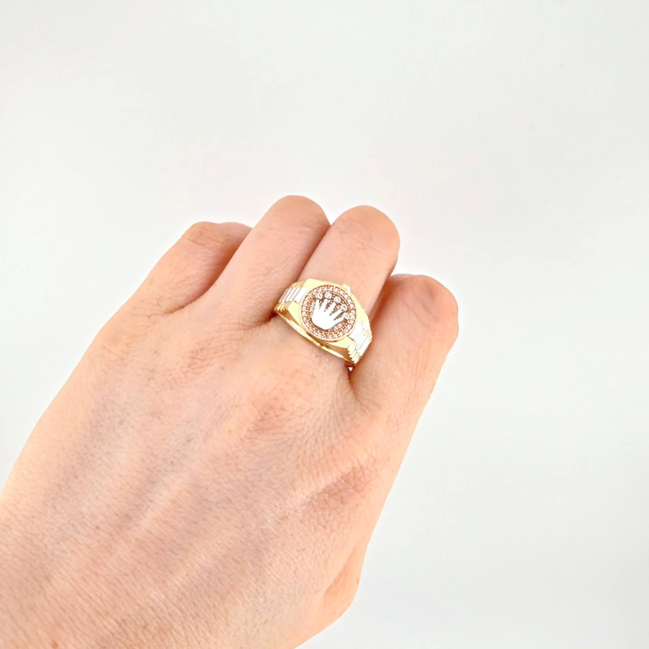 Ring Band Crown 8.35g / Size 11 3/4 Three Golds 18K
