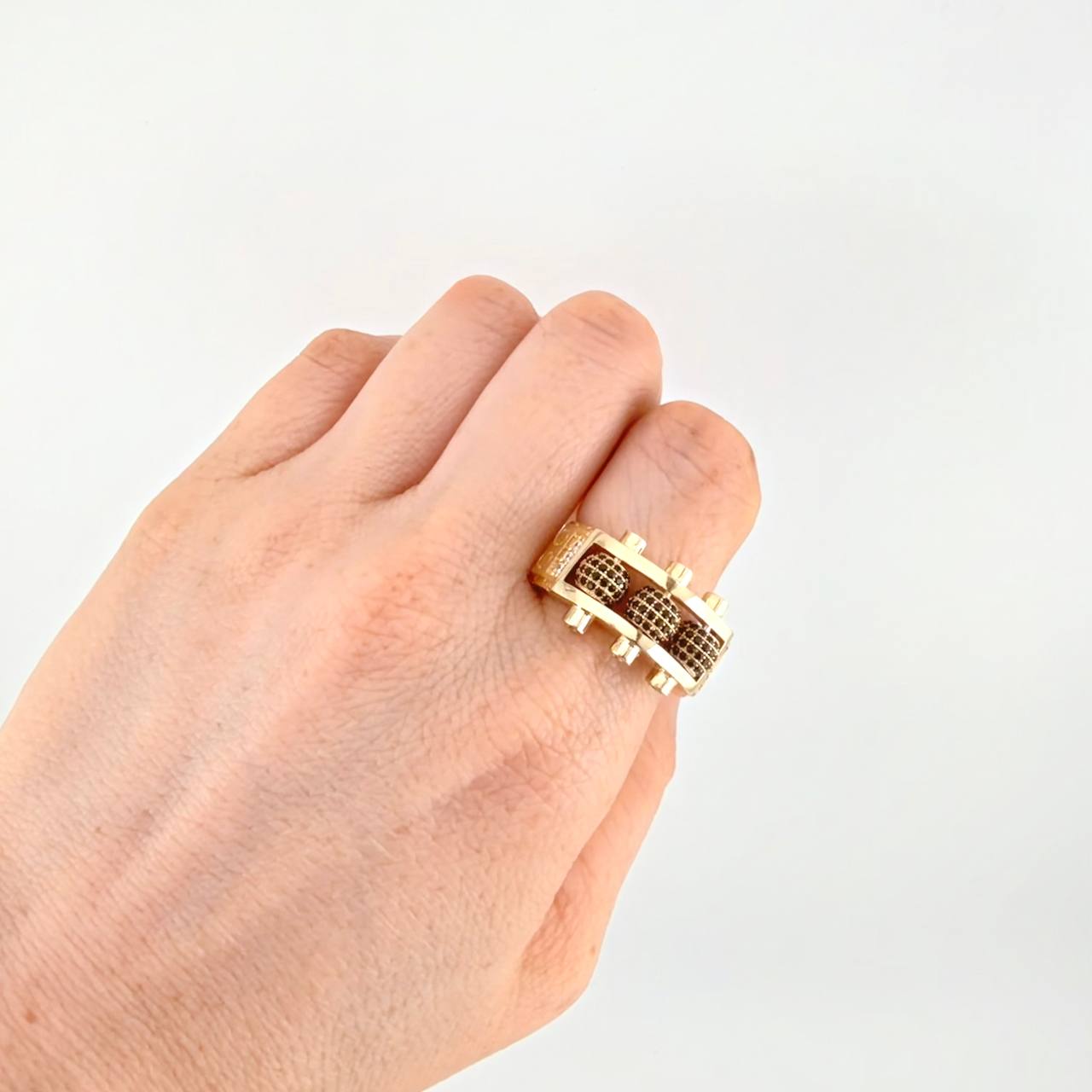 Anillo Bolas de Fuego 15.55g / T13 1/4 Oro Amarillo 18K