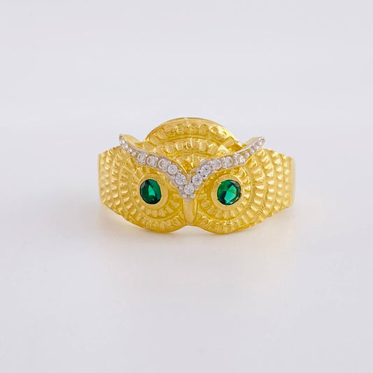 Owl Ring 4.95g / Size 7 Two-Tone Yellow and White Gold 18K
