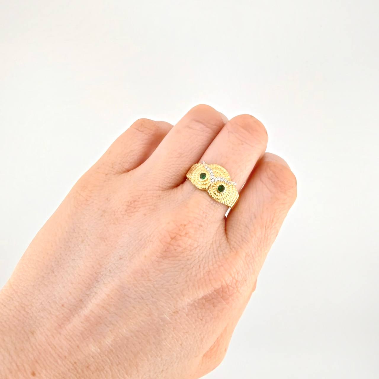 Owl Ring 4.45g / Size 7 1/2 Yellow Gold 18K