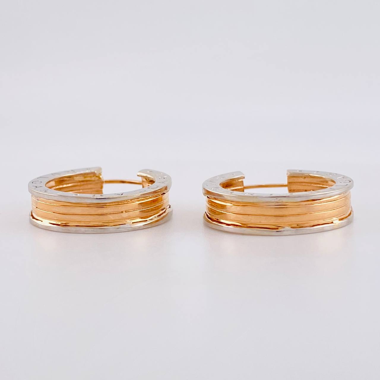 Candongas Rustica  8.6g / 3/4 in Dos Oros Blanco Rosa 18K