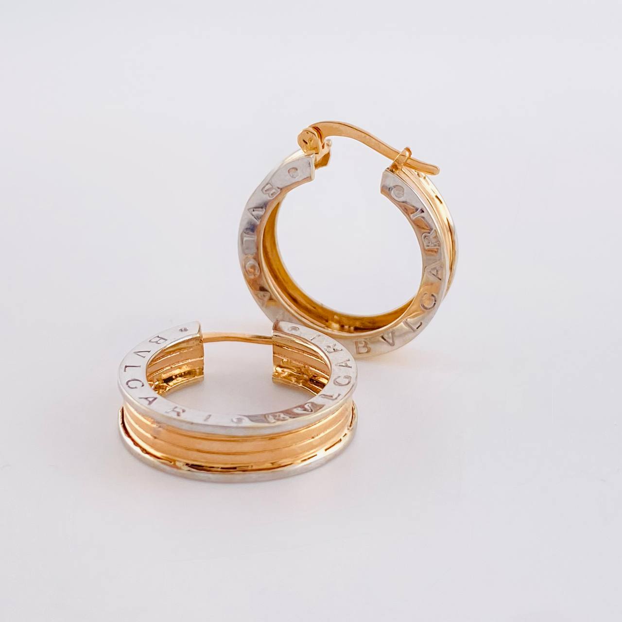 Candongas Rustica  8.6g / 3/4 in Dos Oros Blanco Rosa 18K