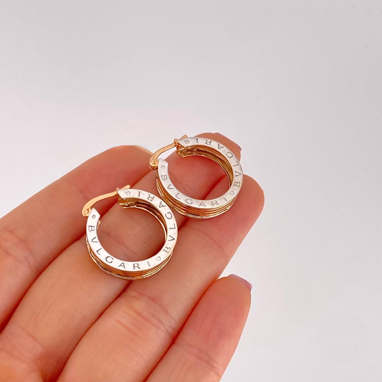 Candongas Rustica  8.6g / 3/4 in Dos Oros Blanco Rosa 18K