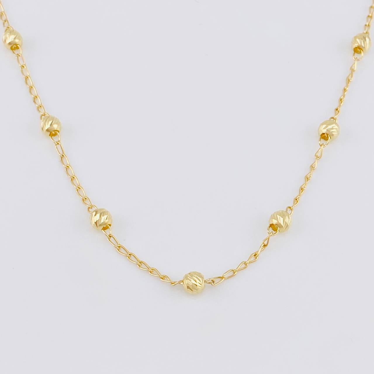 Cadena Tipo Militar Diamantada 4.45g / 18 in / 1.3mm Oro Amarillo 18K