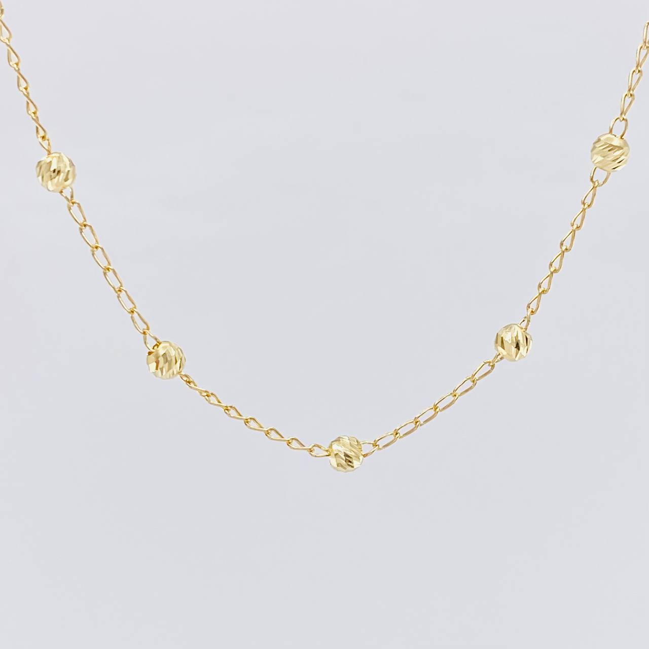 Cadena Tipo Militar Diamantada 4.45g / 18 in / 1.3mm Oro Amarillo 18K