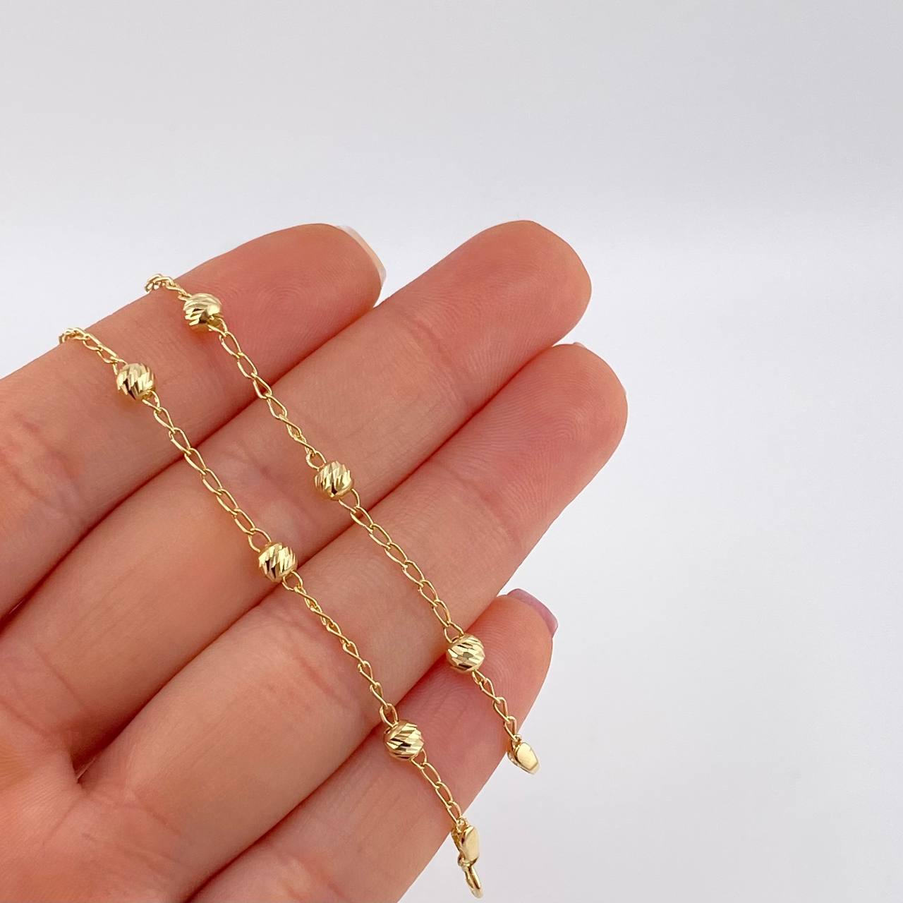 Cadena Tipo Militar Diamantada 4.45g / 18 in / 1.3mm Oro Amarillo 18K
