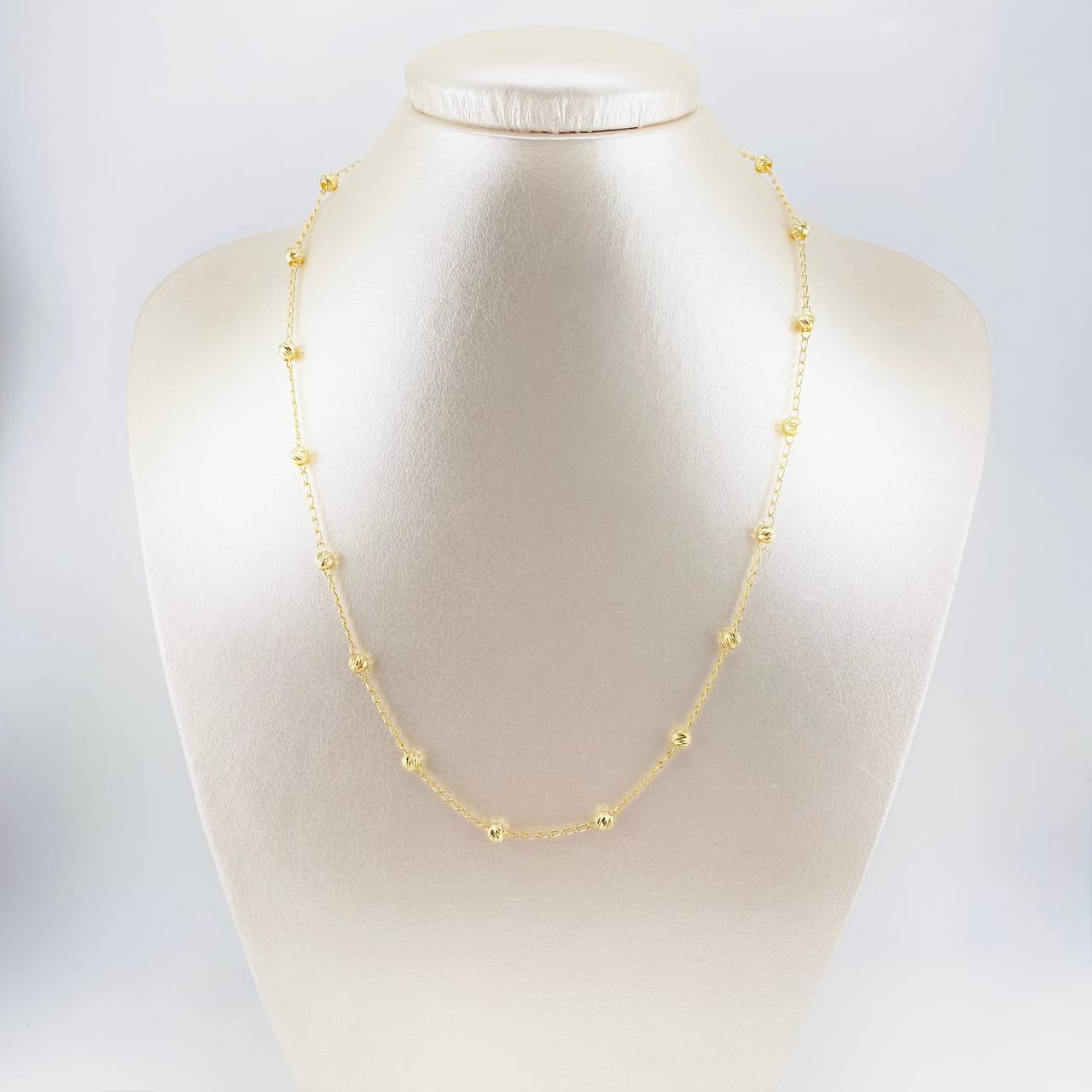 Cadena Tipo Militar Diamantada 4.45g / 18 in / 1.3mm Oro Amarillo 18K